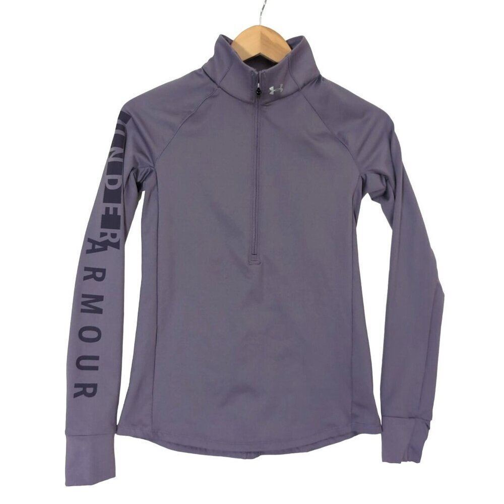 Under Armour ColdGear 1/4 Zip Pullover Top Womens XS Purple Long Sleeve Fitted